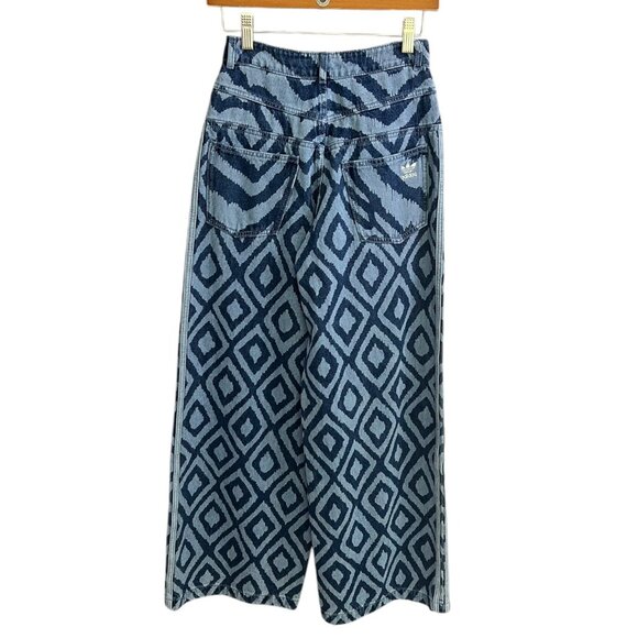 Adidas x Farm Rio Womens Wide Leg Track Pants Jeans 25 Baggy Loose Streetwear - Picture 4 of 15